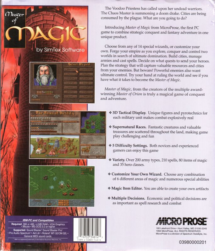 Master Of Magic — box-2D-back (US)