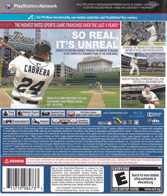 MLB 13 - The Show — box-2D-back (US)
