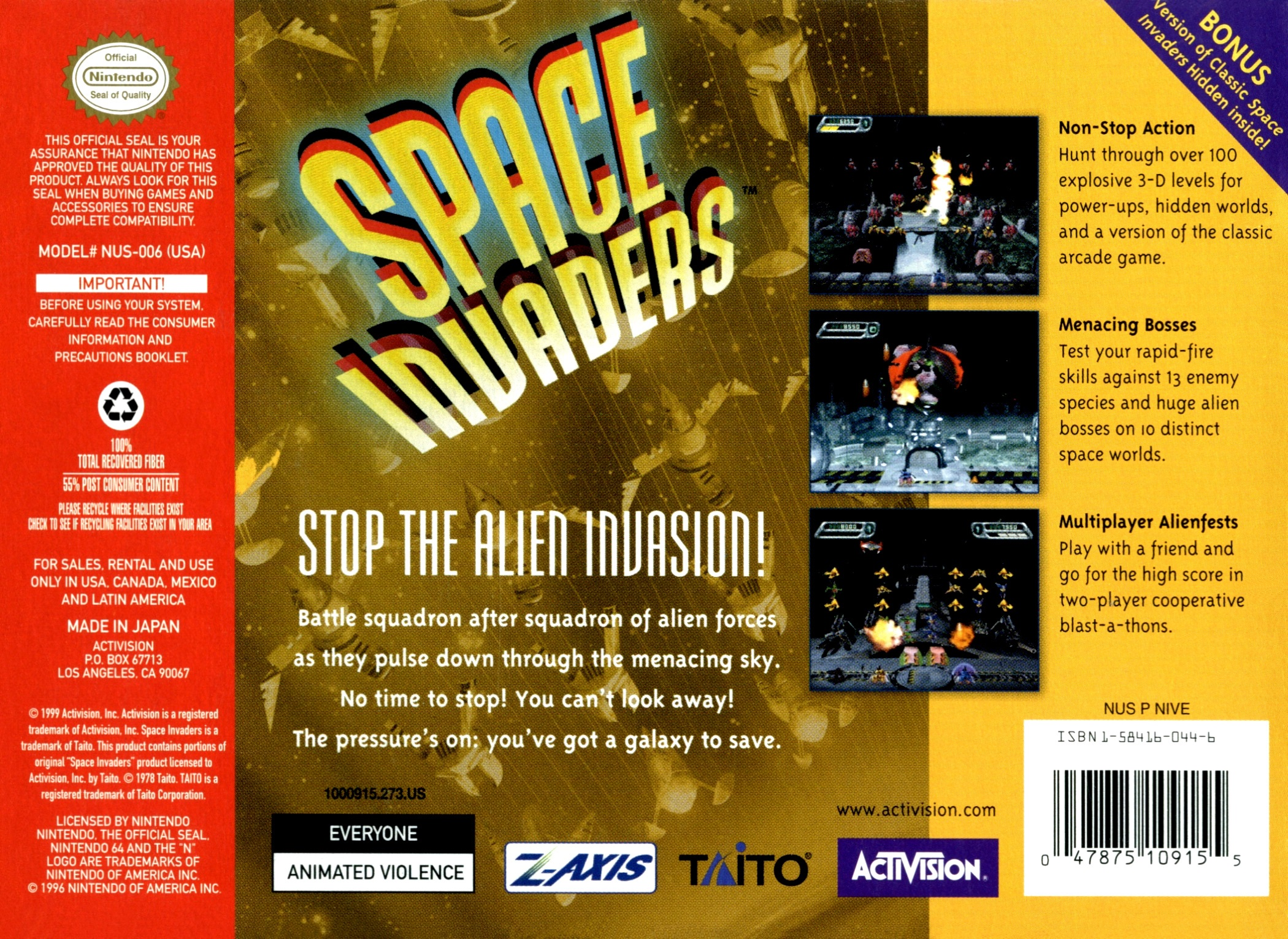 Space Invaders — box-2D-back (US)