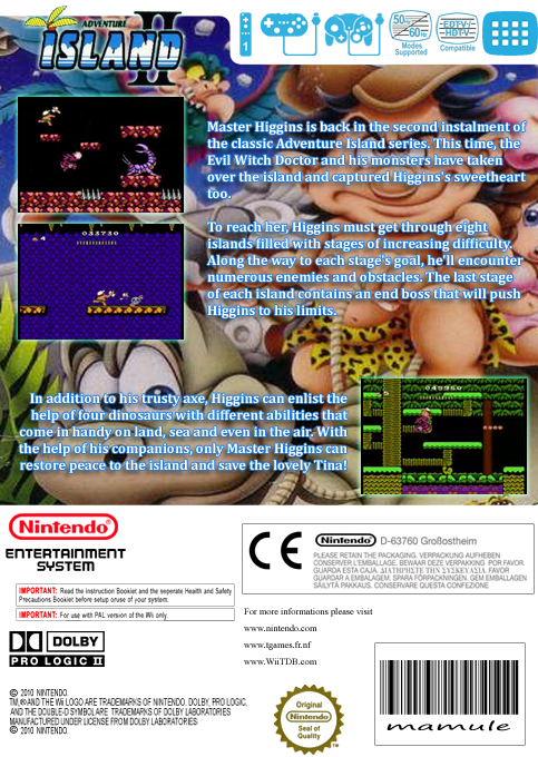 Adventure Island 2 — box-2D-back (EU)