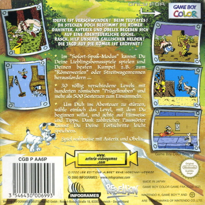 Astérix - Sur La Trace D'idéfix — box-2D-back (DE)