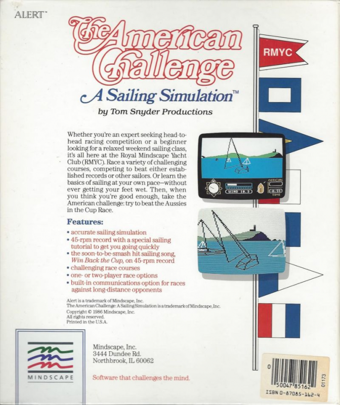 American Challenge A Sailing Simulation, The — box-2D-back (US)