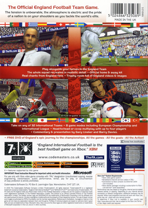 England International Football - 2004 Edition — box-2D-back (EU)