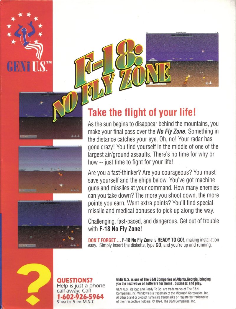 F-18: No Fly Zone — box-2D-back (US)