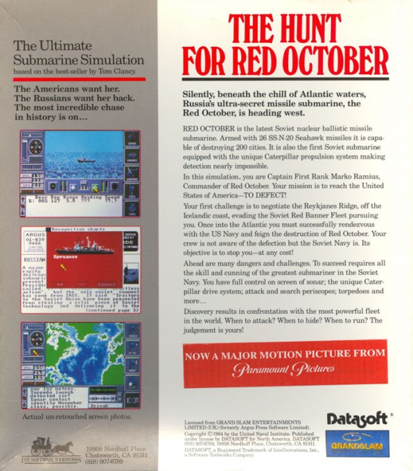 Hunt For Red October, The - The Book — box-2D-back (US)