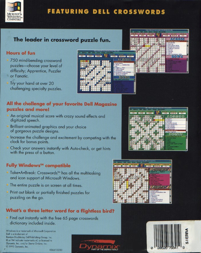 Take a Break! Crosswords — box-2D-back (WOR)