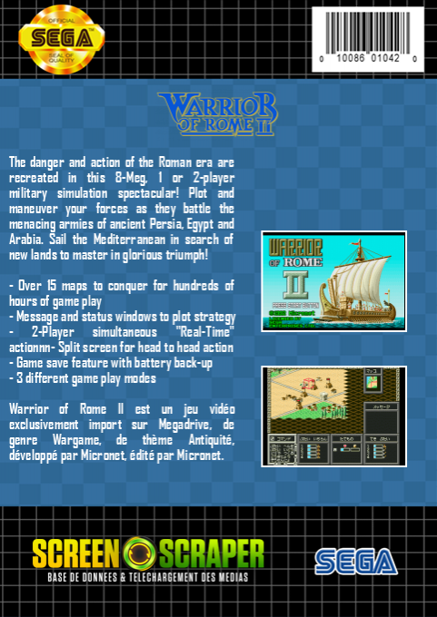 Warrior of Rome 2 — box-2D-back (SS)