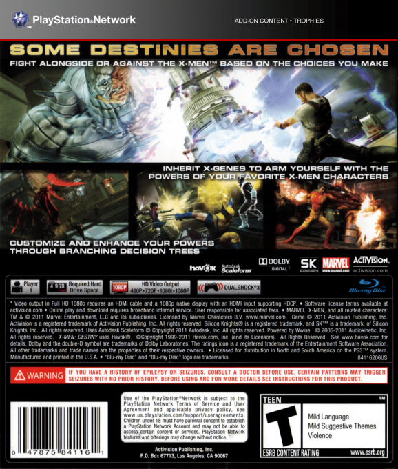 X-Men - Destiny — box-2D-back (US)