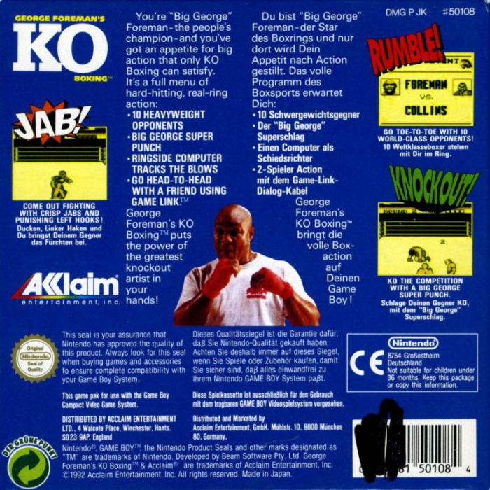 George Foreman's KO Boxing — box-2D-back (EU)