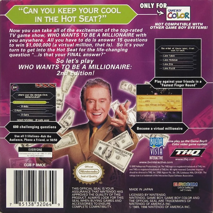 Who Wants to Be a Millionaire - 2nd Edition — box-2D-back (US)