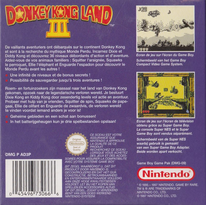 Donkey Kong Land III — box-2D-back (EU)