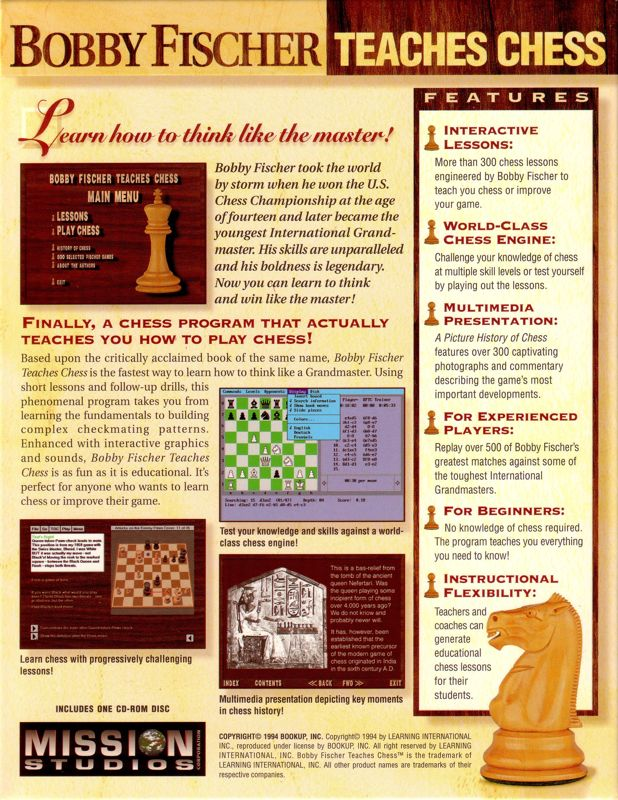 Bobby Fischer Teaches Chess — box-2D-back (US)