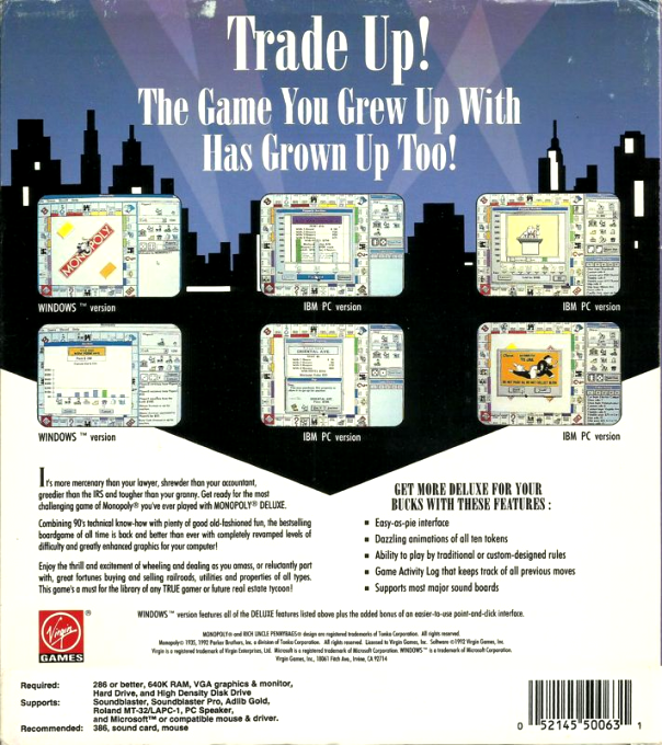 Monopoly Deluxe — box-2D-back (US)