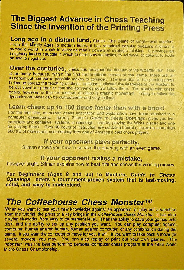 Jeremy Silman's Complete Guide To Chess Openings — box-2D-back (WOR)