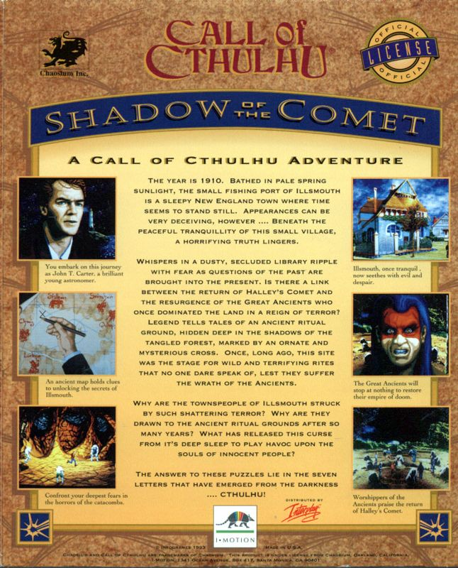 Call of Cthulhu - Shadow of the Comet — box-2D-back (US)
