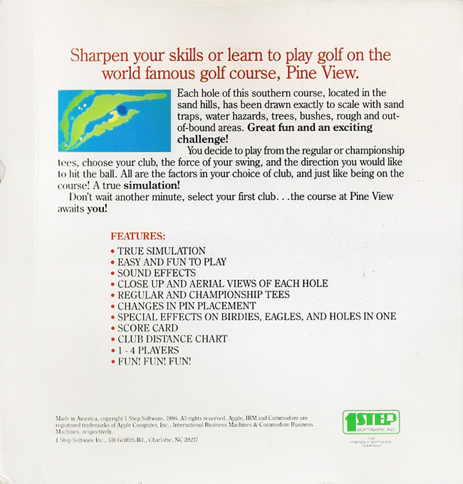 Play Golf : Pineview Southern Golf Tradition — box-2D-back (US)