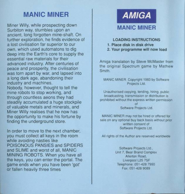 Manic Miner — box-2D-back (EU)