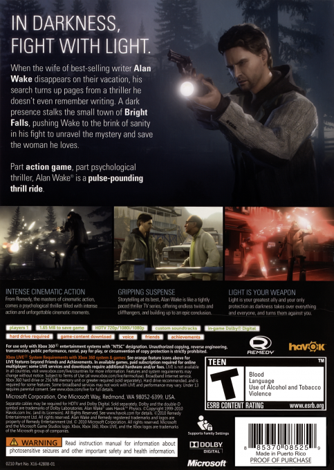 Alan Wake's American Nightmare — box-2D-back (US)