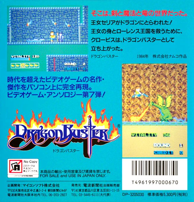 Dragon Buster — box-2D-back (JP)