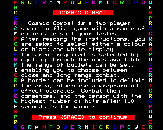 Cosmic Combat — sstitle (WOR)