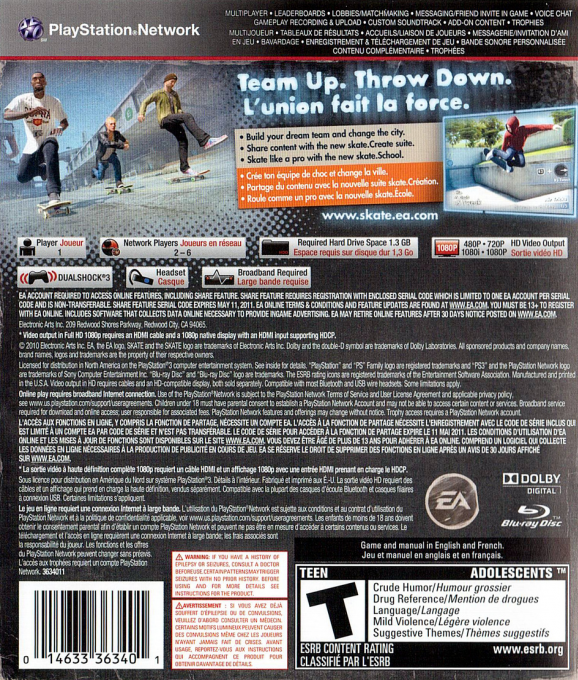 Skate 3 — box-2D-back (US)