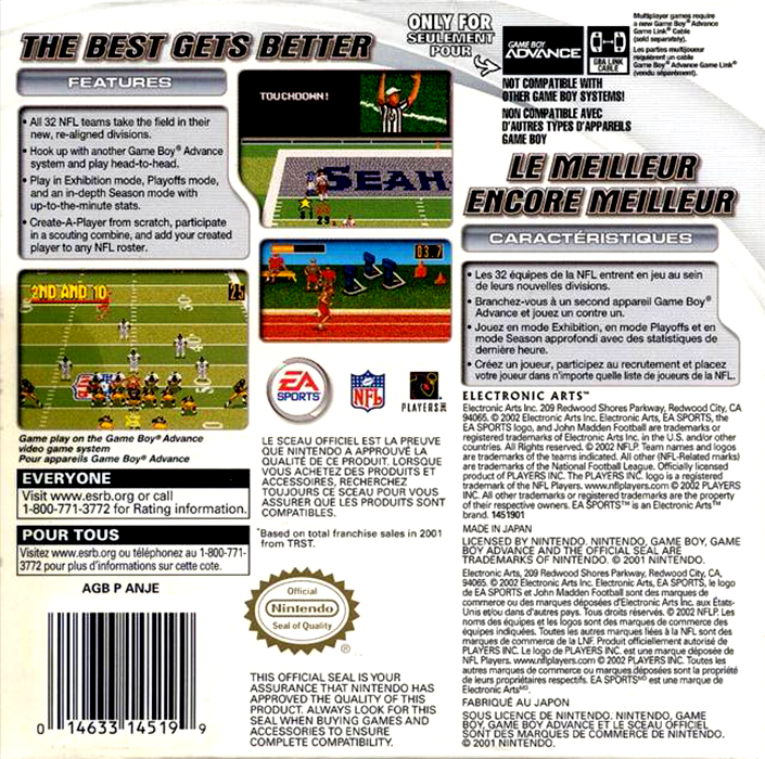 Madden NFL 2003 — box-2D-back (US)
