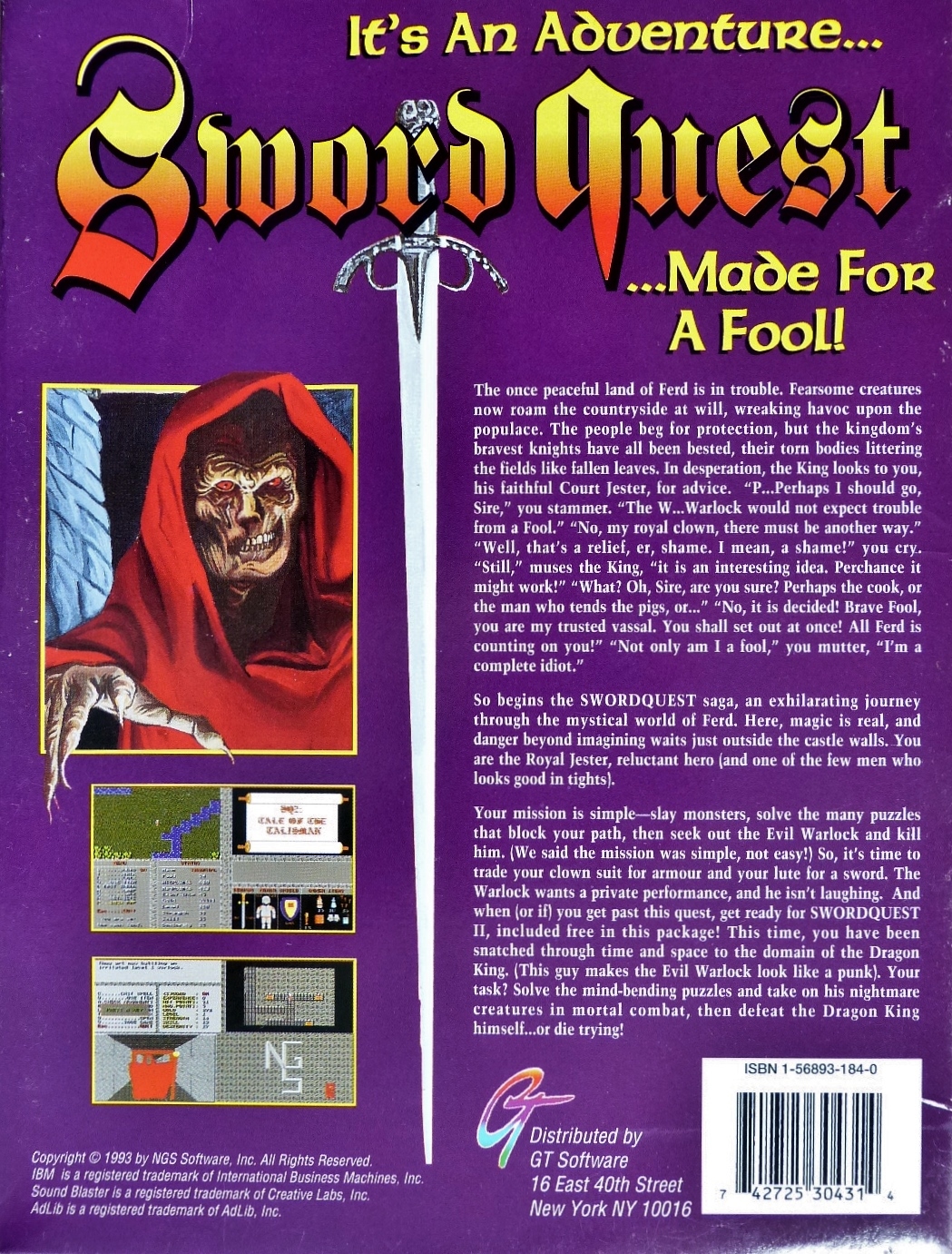 Sword Quest 1 - The Search — box-2D-back (WOR)