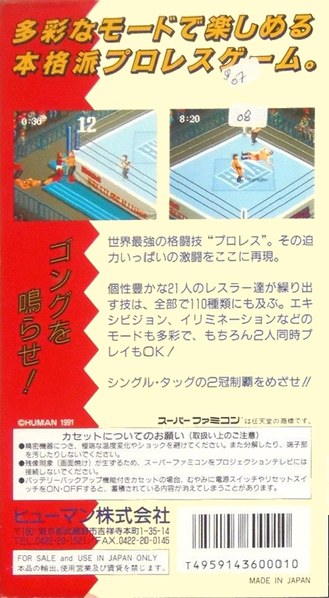 Super Fire Pro Wrestling — box-2D-back (JP)
