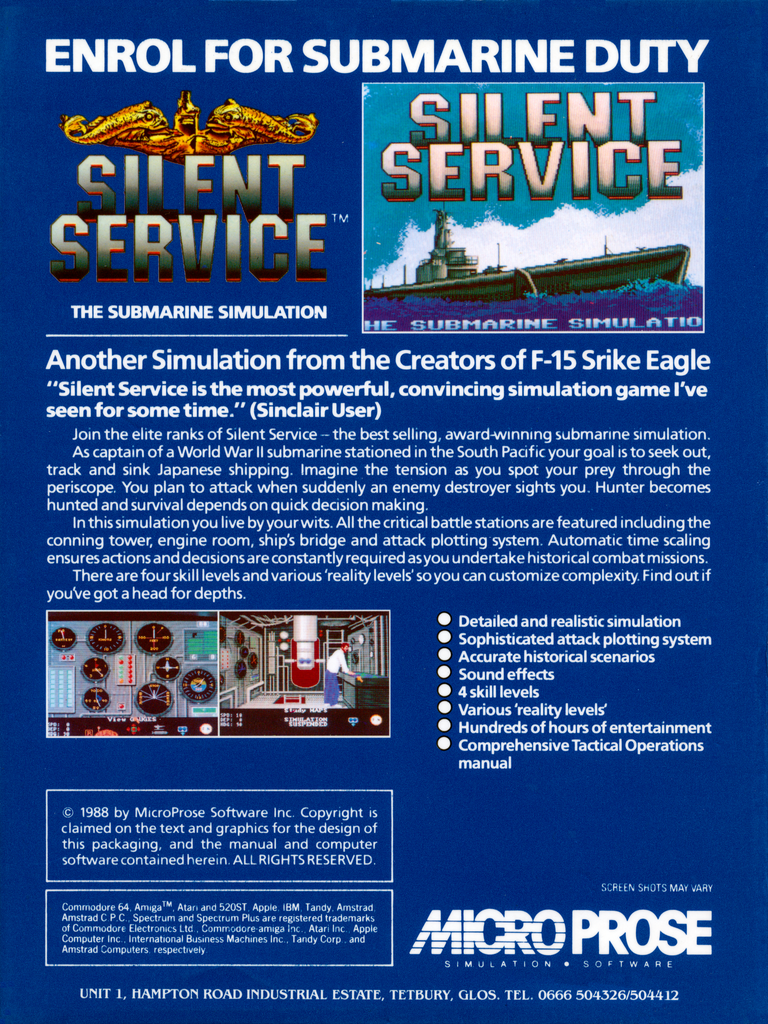Silent Service - The Submarine Simulation — box-2D-back (EU)