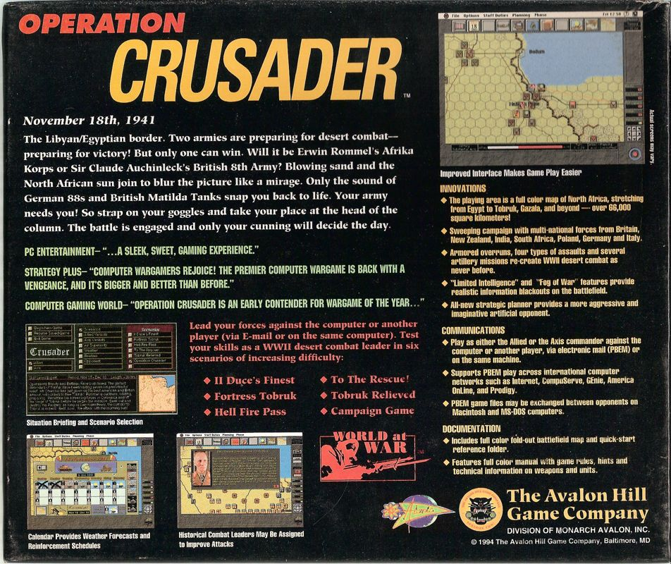 Operation Crusader — box-2D-back (US)