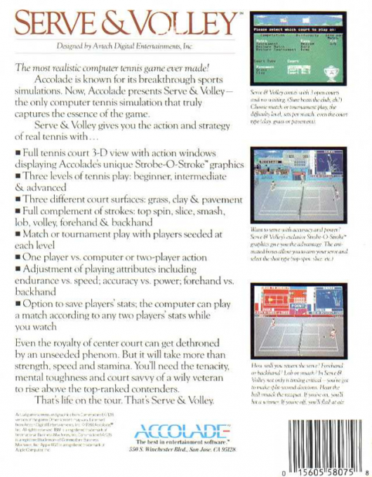 Serve And Volley — box-2D-back (US)