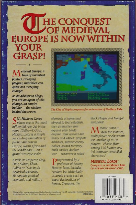 Medieval Lords - Soldier Kings Of Europe — box-2D-back (US)