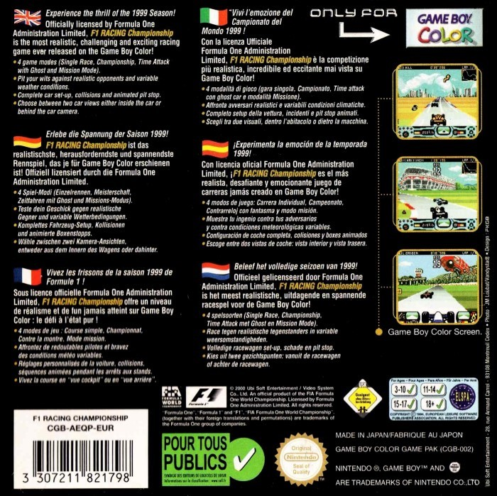 F1 Racing Championship — box-2D-back (EU)