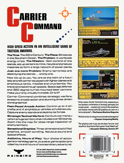 Carrier Command — box-2D-back (US)