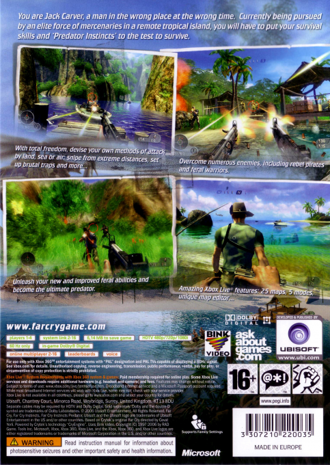 Far Cry Instincts - Predator — box-2D-back (UK)