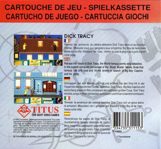 Dick Tracy — box-2D-back (EU)