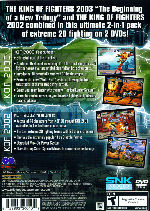 King of Fighters 02/03, The — box-2D-back (US)