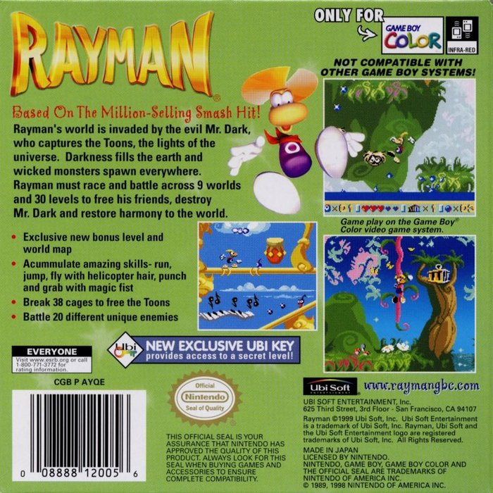 Rayman — box-2D-back (US)