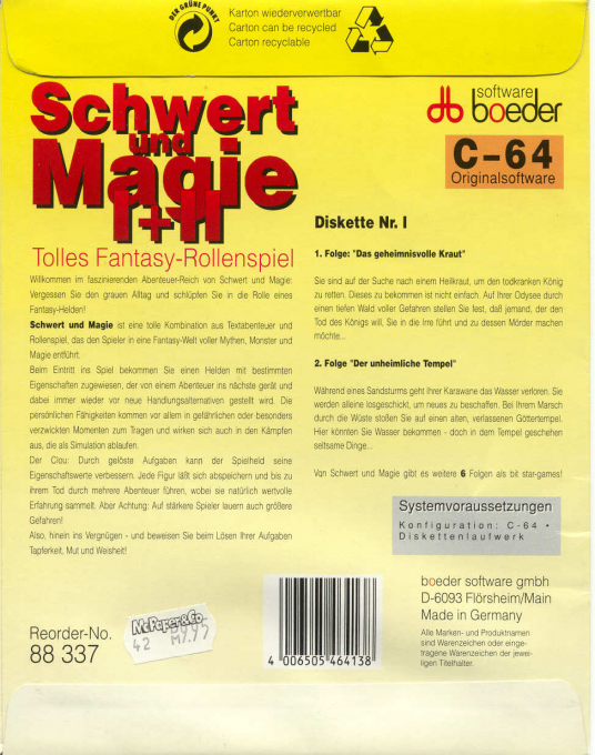 Schwert & Magie - Folge 1 & 2 — box-2D-back (DE)