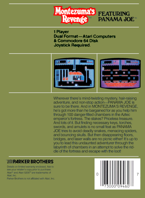 Montezuma's Revenge — box-2D-back (US)