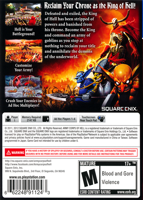 Army Corps Of Hell — box-2D-back (US)