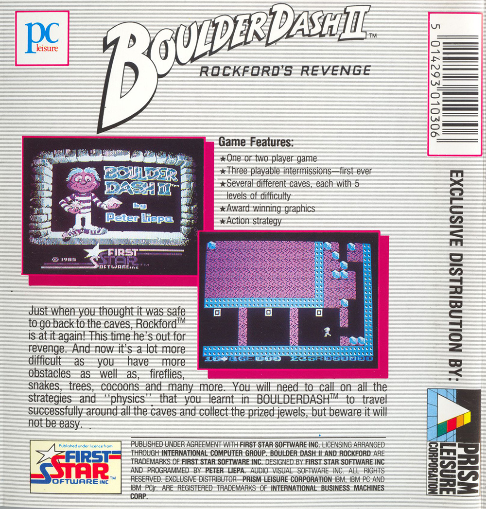 Boulder Dash 2 - Rockford's Revenge — box-2D-back (UK)