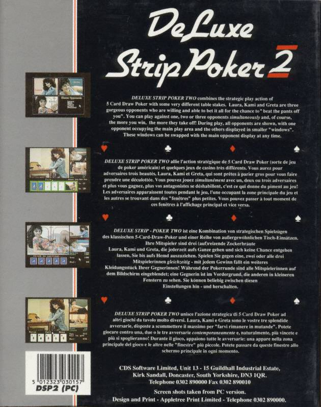 Strip Poker II+ Data Disk 1 — box-2D-back (WOR)