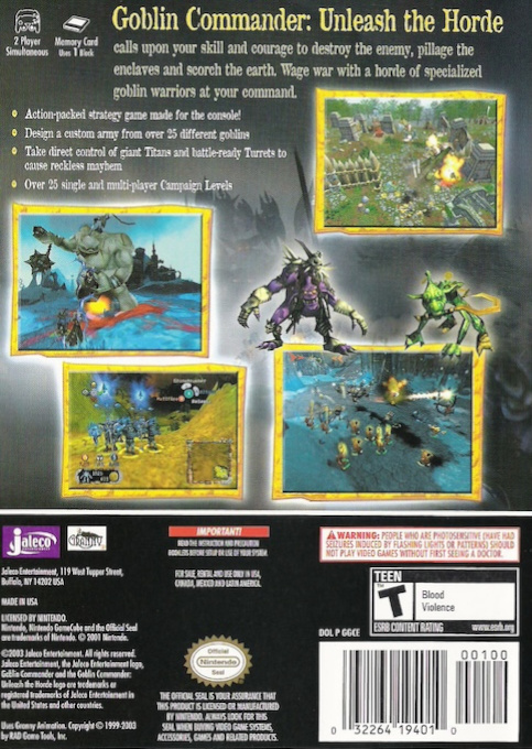 Goblin Commander - Unleash the Horde — box-2D-back (US)