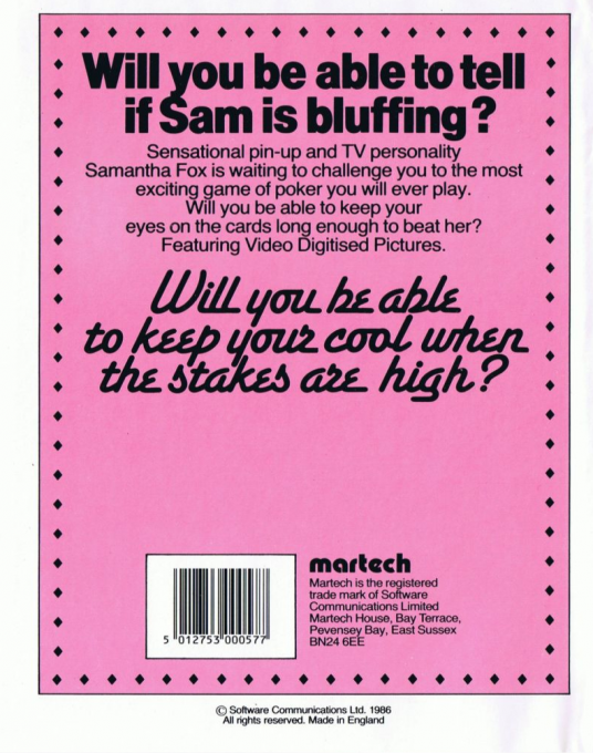 Samantha Fox Strip Poker — box-2D-back (EU)