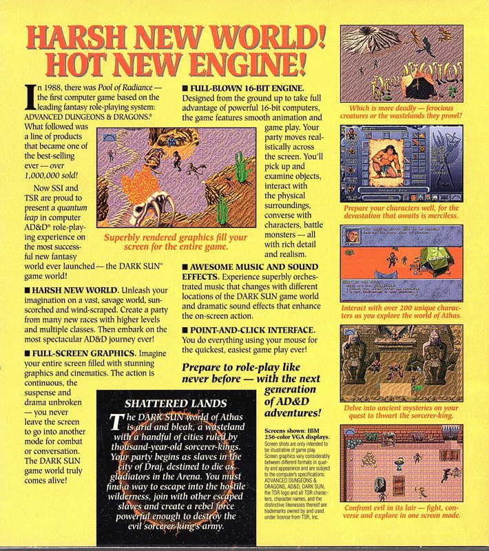 Dark Sun - Shattered Lands — box-2D-back (US)