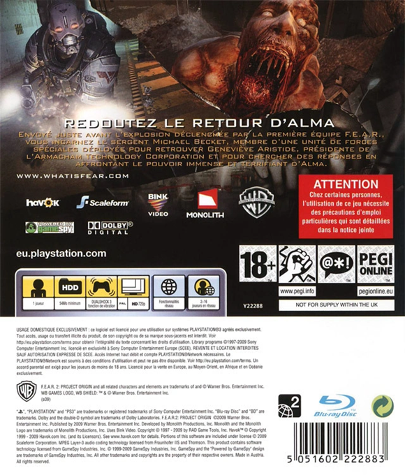 F.E.A.R. 2 - Project Origin — box-2D-back (EU)