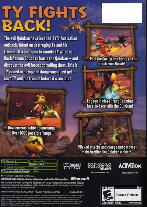Ty the Tasmanian Tiger - Night of the Quinkan — box-2D-back (US)