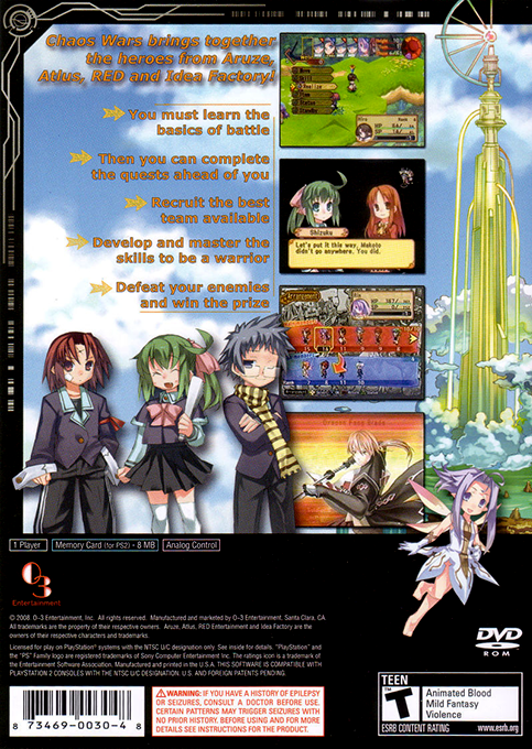 Chaos Wars — box-2D-back (US)