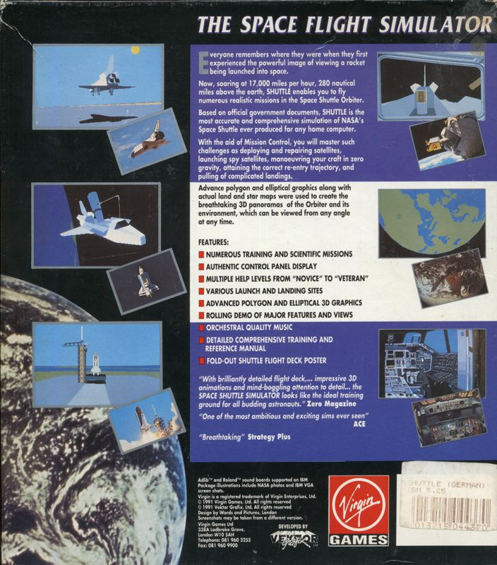 Shuttle - The Space Flight Simulator — box-2D-back (EU)